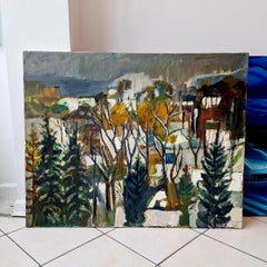 A Winter in the Park - Peinture de paysage à l'huile sur toile par un artiste contemporain