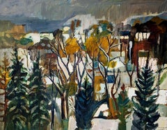 A Winter in the Park - Peinture de paysage à l'huile sur toile par un artiste contemporain