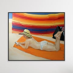Beach Screem - Zeitgenössisches Gemälde, Öl auf Leinwand, figuratives realistisches Gemälde