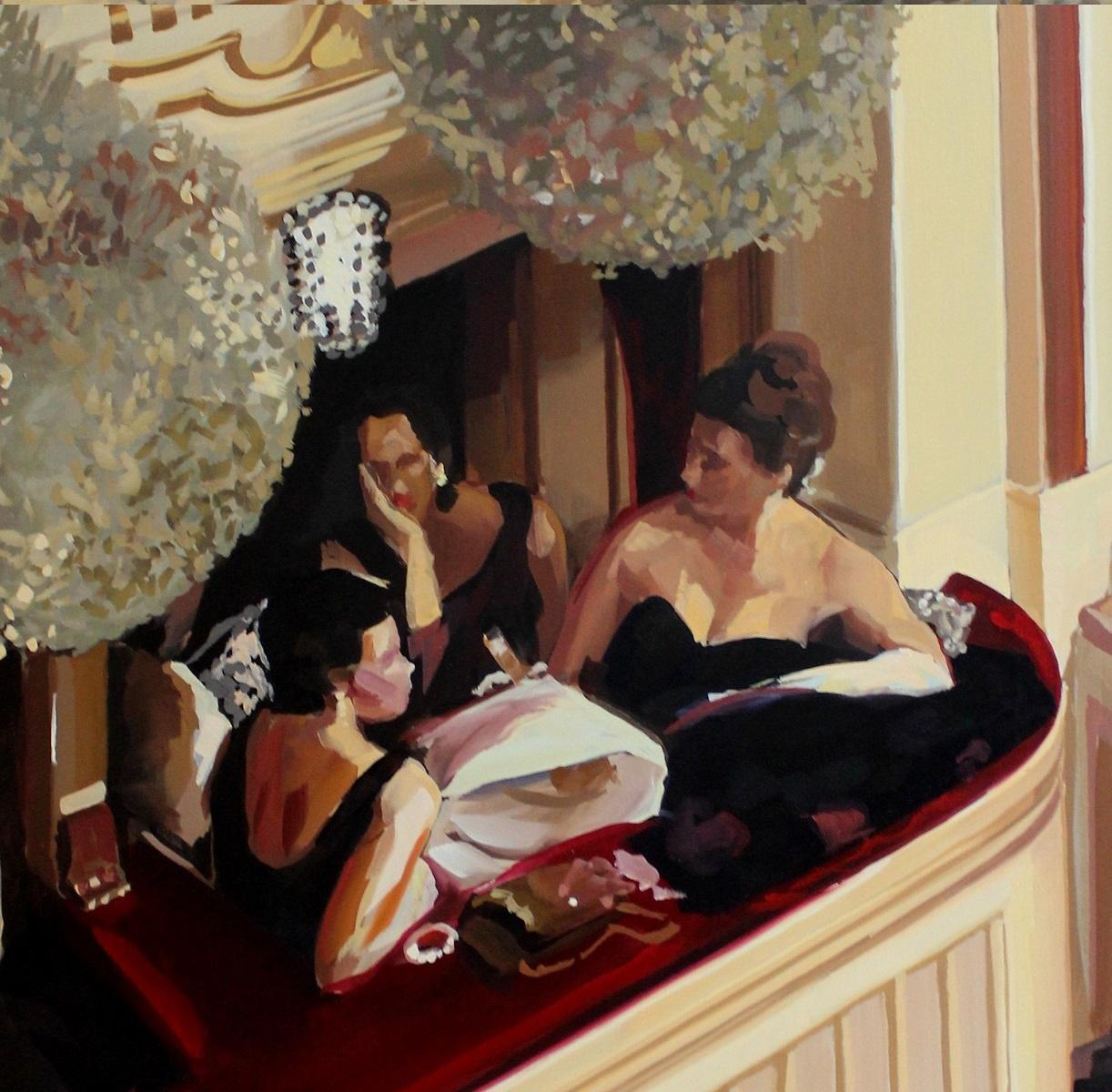 A lounge - Realist Painting by Marek Okrassa