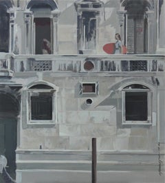 Balcony - Peinture  l'huile sur toile contemporaine, peinture raliste figurative, art polonais