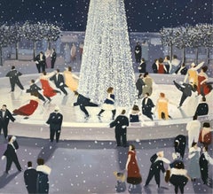 Christmas Tree on Icerink - XXI century, Figurative realist oil painting