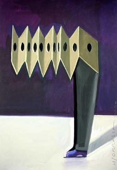 Harmonica - XXI century, Figurative painting, Purple, Surrealist