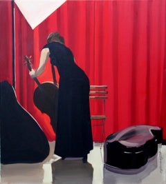 Preparation (Cellist) - Contemporary Figurative Oil Painting, XXI Century, Music