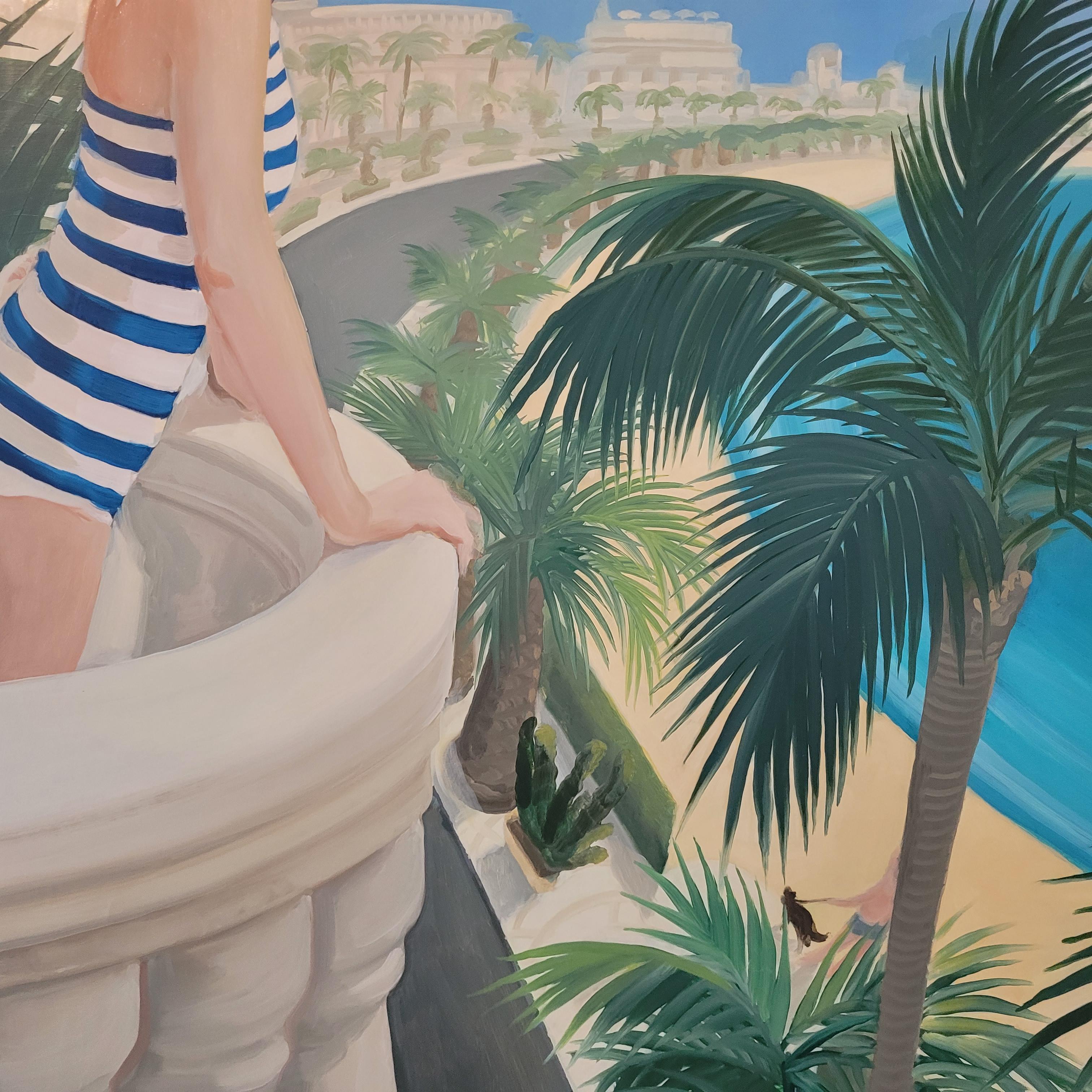 Saint Tropez - Óleo sobre lienzo, Pintura figurativa realista, Arte polaco en venta 5