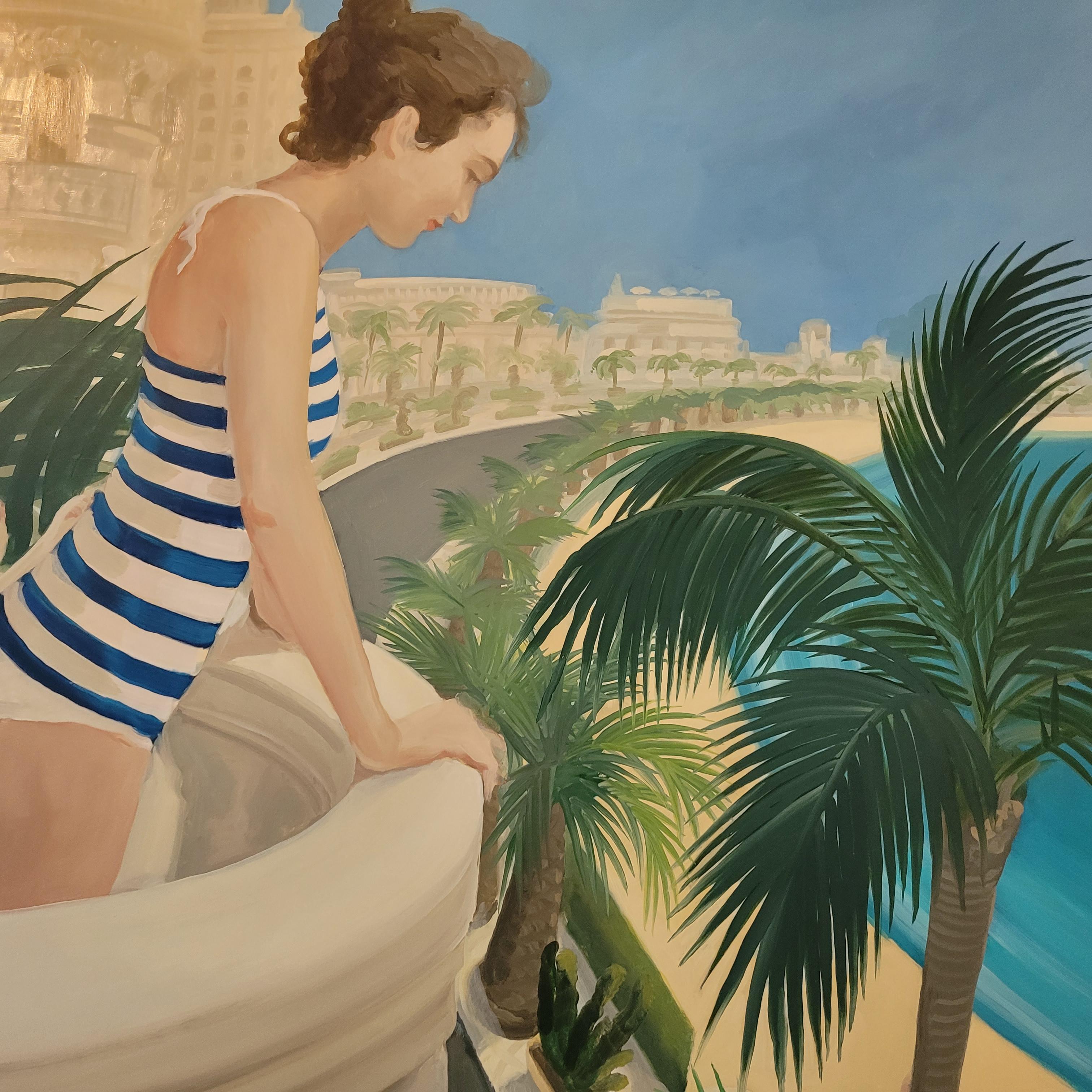 Saint Tropez - Óleo sobre lienzo, Pintura figurativa realista, Arte polaco en venta 6
