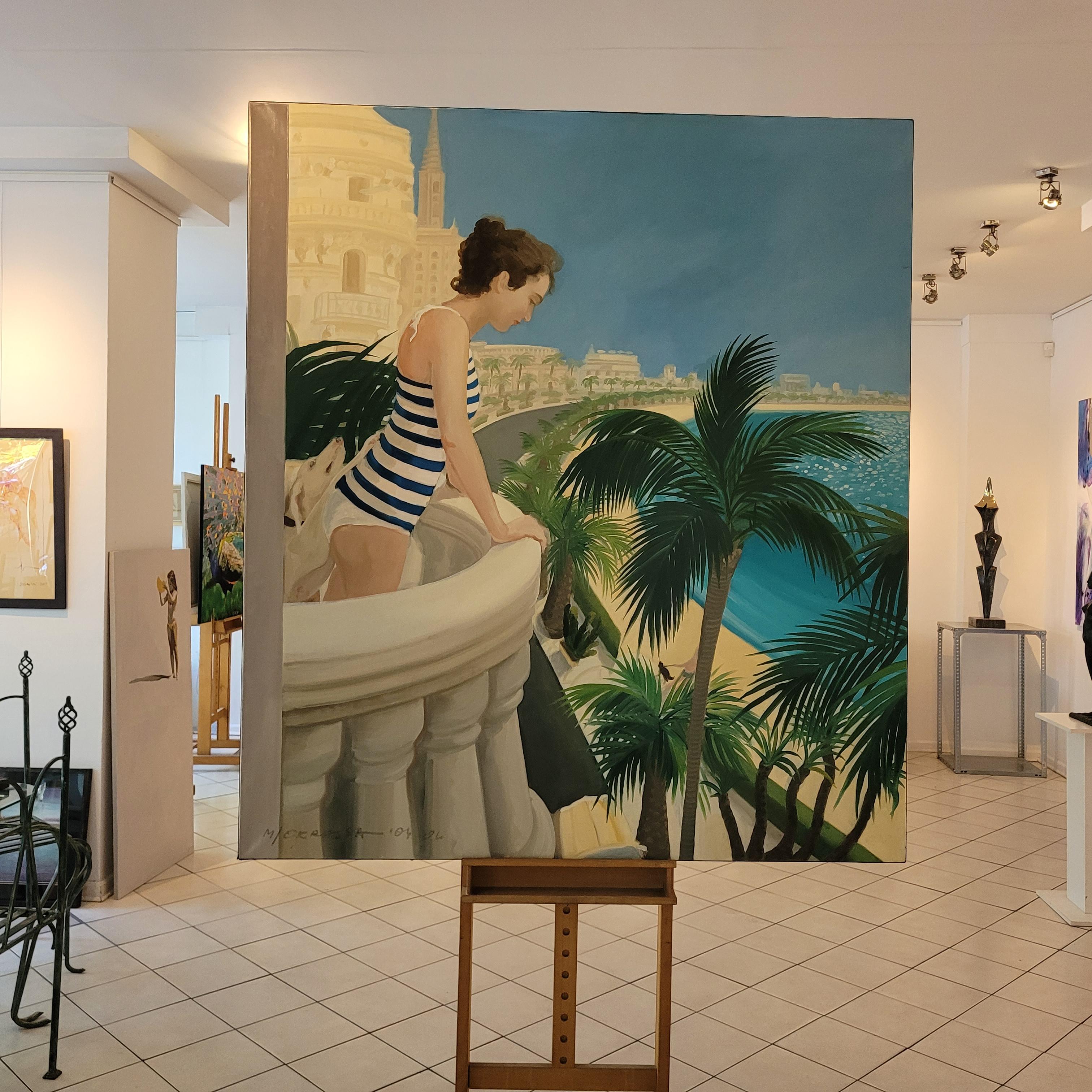 Saint Tropez - Óleo sobre lienzo, Pintura figurativa realista, Arte polaco en venta 7