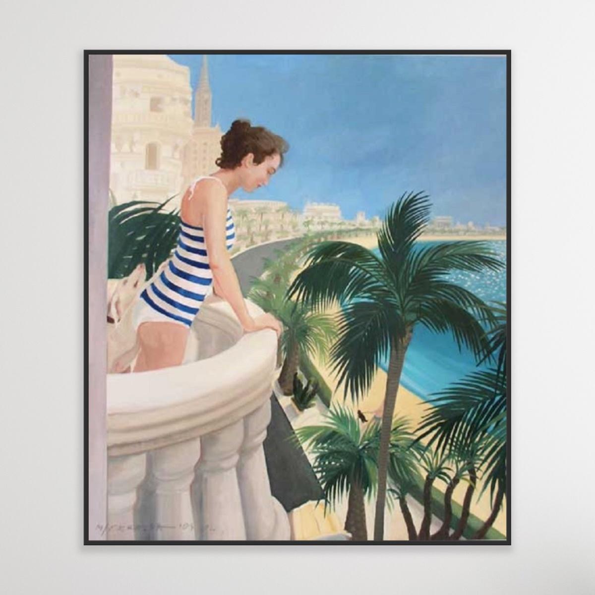 Saint Tropez - Oil on canvas, Figurative realist painting, Polish art - Painting by Marek Okrassa