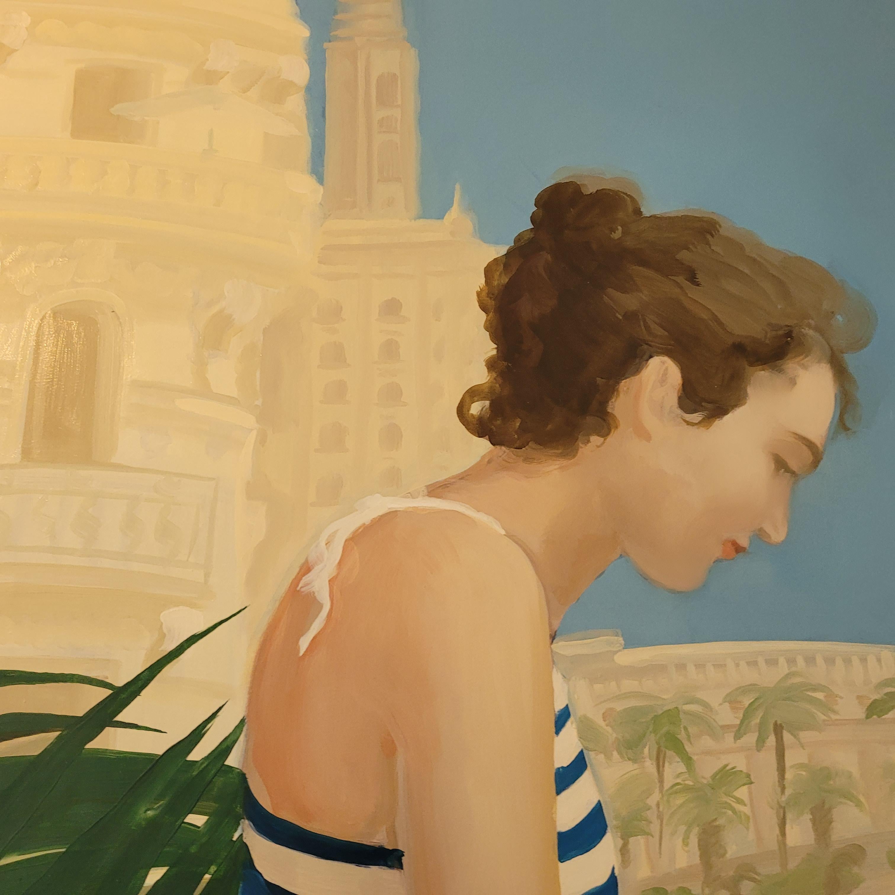 Saint Tropez - Óleo sobre lienzo, Pintura figurativa realista, Arte polaco en venta 2