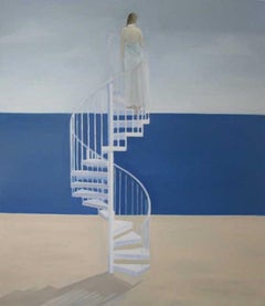 Stairs - XXI century, Figurative realist oil painting