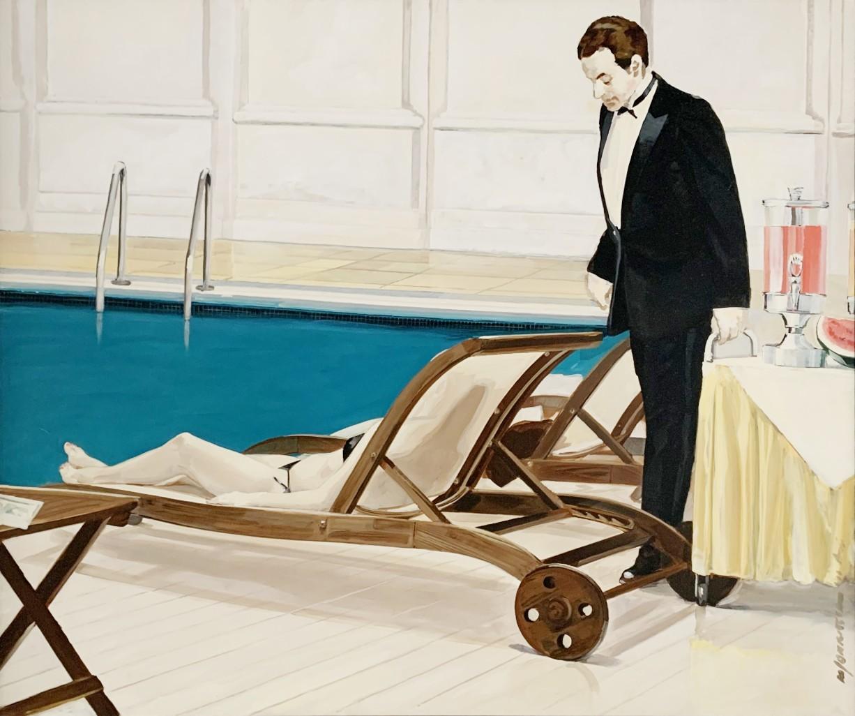 Marek Okrassa Nude Painting - Swimming pool - Oil on canvas, Figurative realist painting, Polish art
