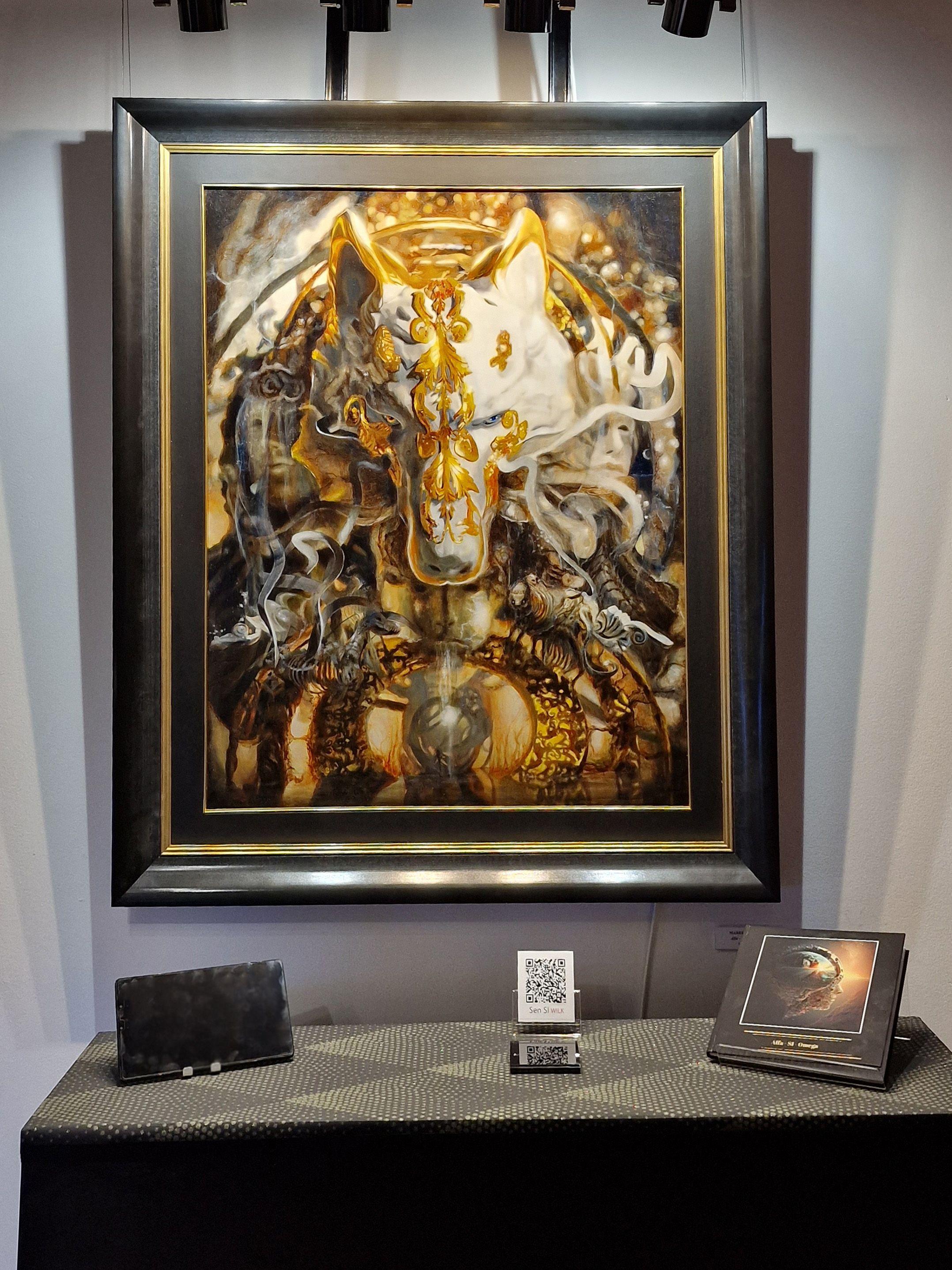 ALPHA OMEGA AI, Gemälde, Öl auf Leinwand im Angebot 1