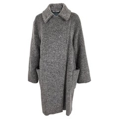 Marella by Max Mara Vintage Grey Mohair, Virgin Wool & Alpaca Long Coat, 1990s