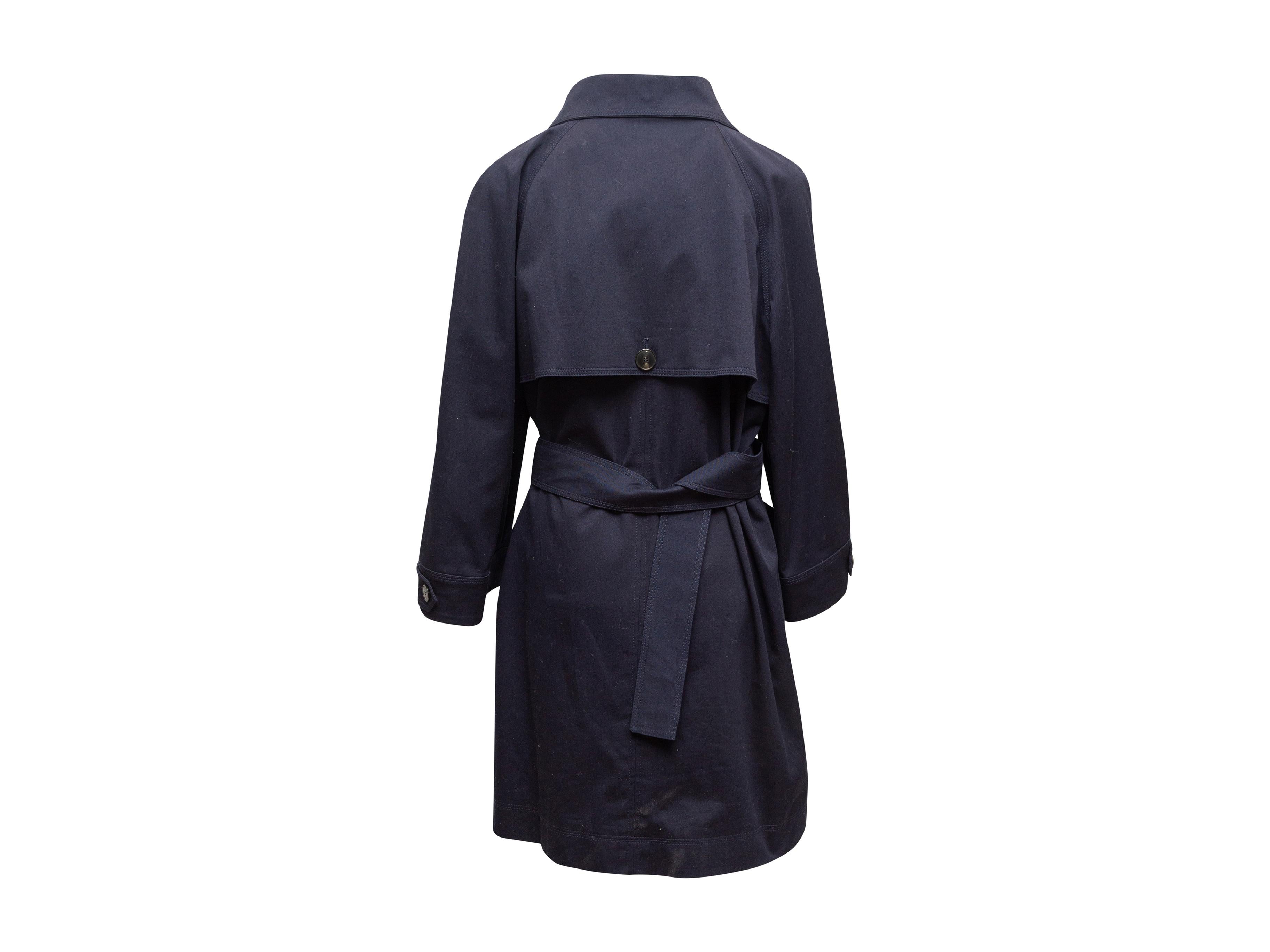 Women's Marella Navy Cotton Double-Breasted Trench Coat