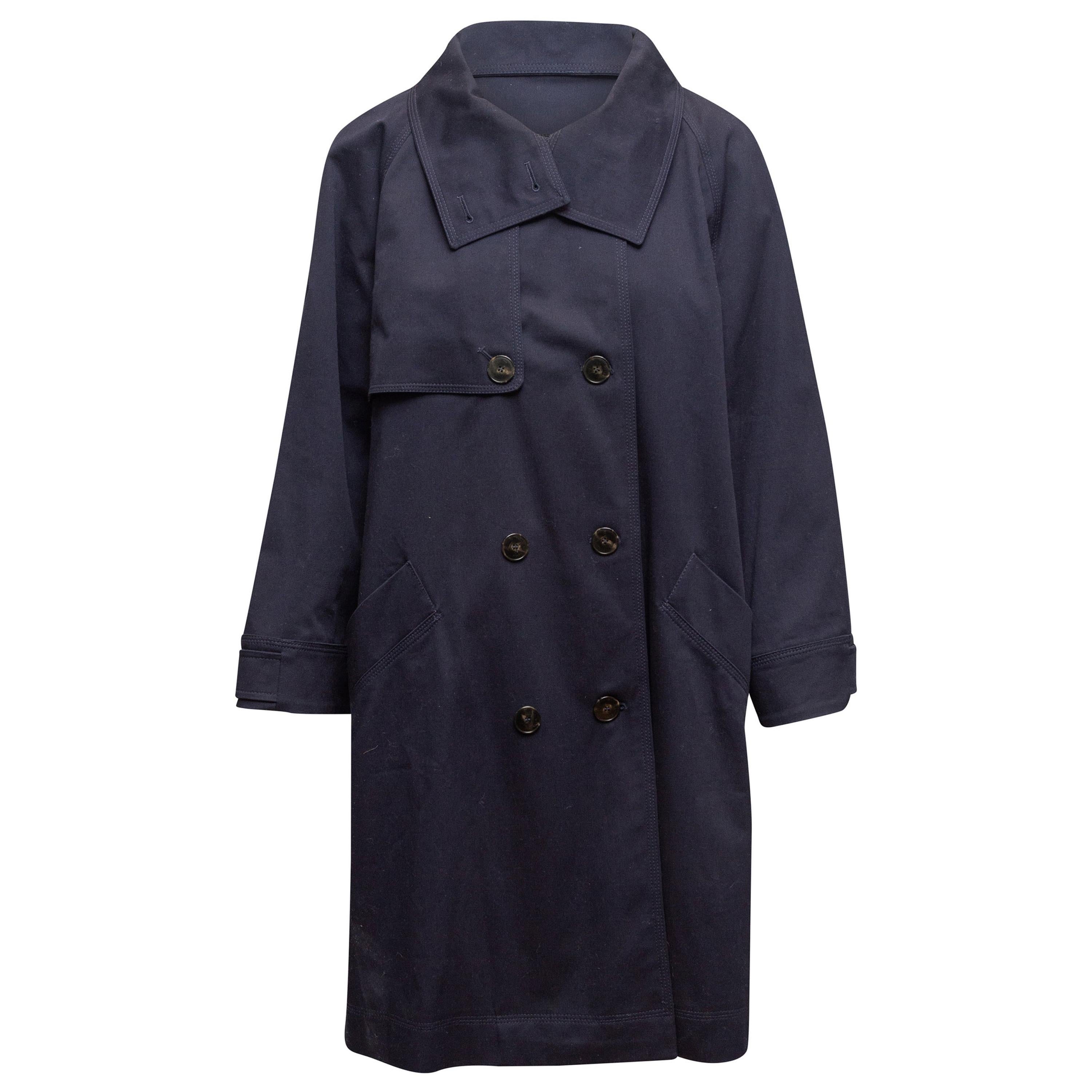 Marella Navy Cotton Double-Breasted Trench Coat