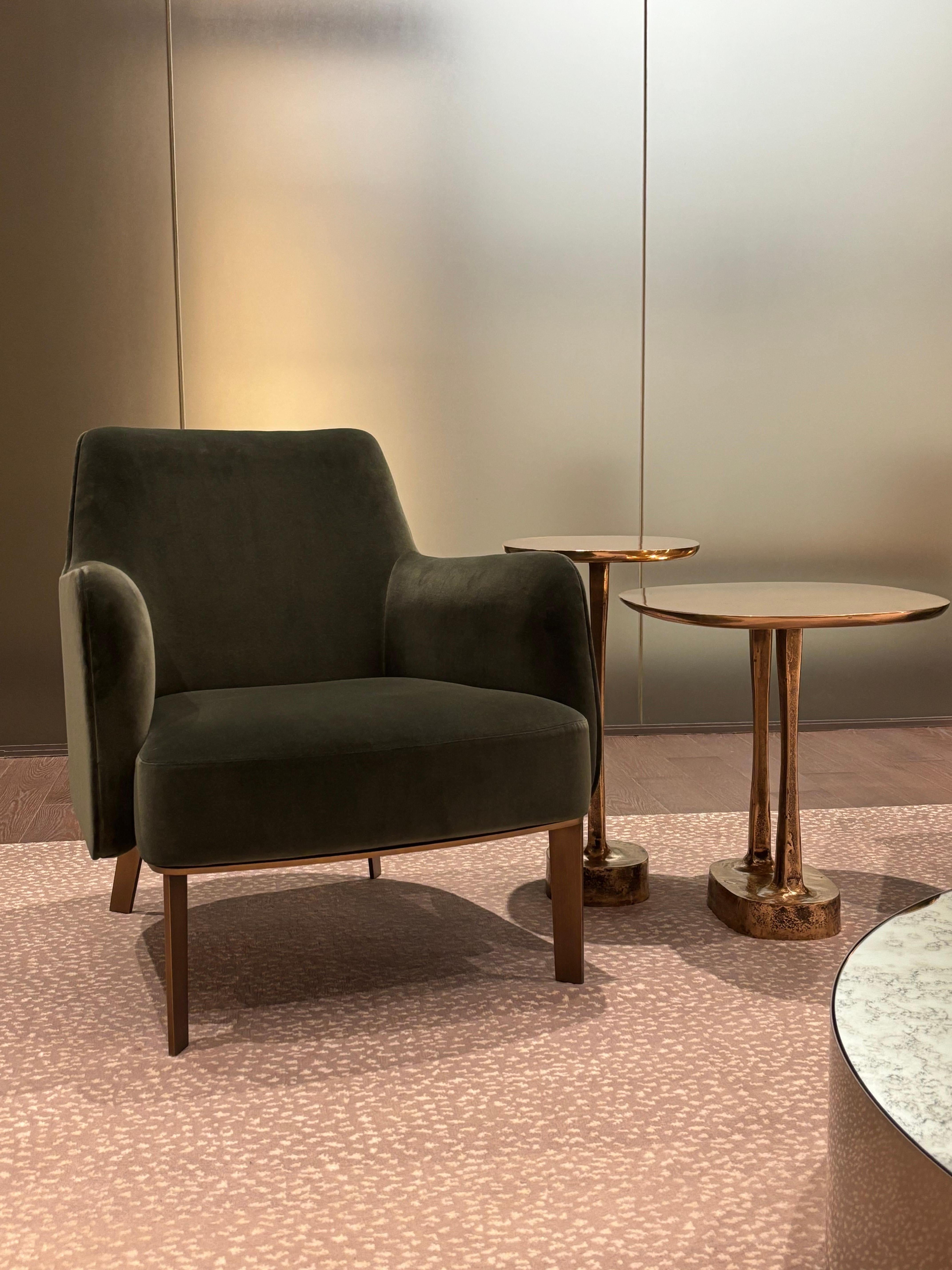 Italian Marelli Clipper Low Back Armchair with Golden Legs by Stefano Gallizioli For Sale