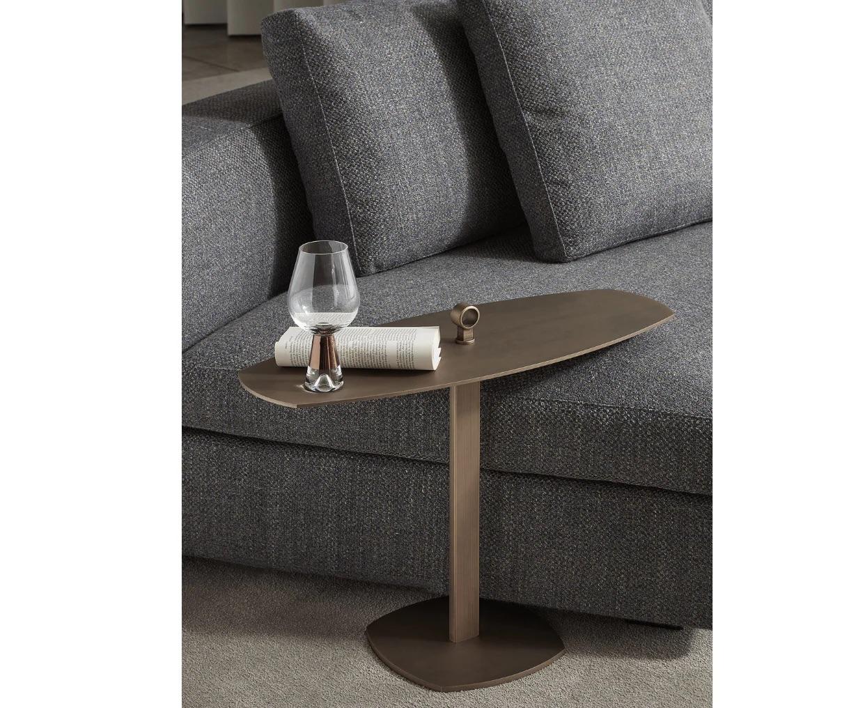 Brushed Marelli Leaf C-Side Table by Studio Marelli For Sale