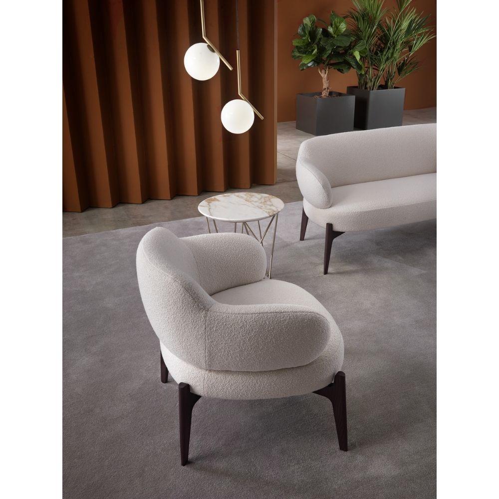 Italian Floor Sample Marelli Sign Armchair By Paolo Salvade in Boucle Upholstery 