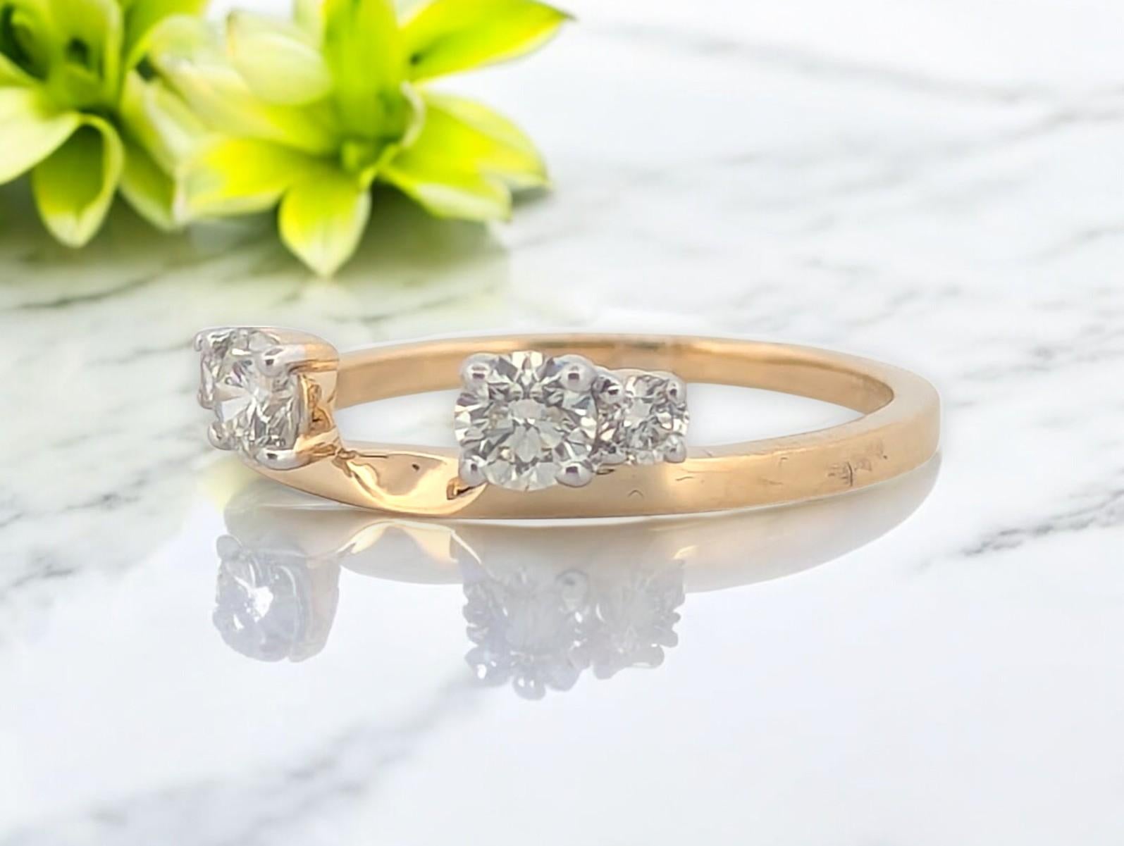 Antique Cushion Cut Maren  14K Yellow Gold Wrap Ring, 0.50 CTW Natural Diamonds, Crossover Diamond For Sale