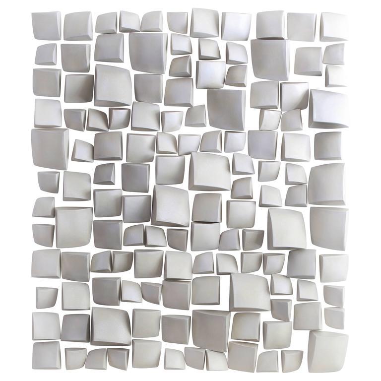 American Maren Kloppmann, Wall Pillow Field, 2016, white ceramic wall installation