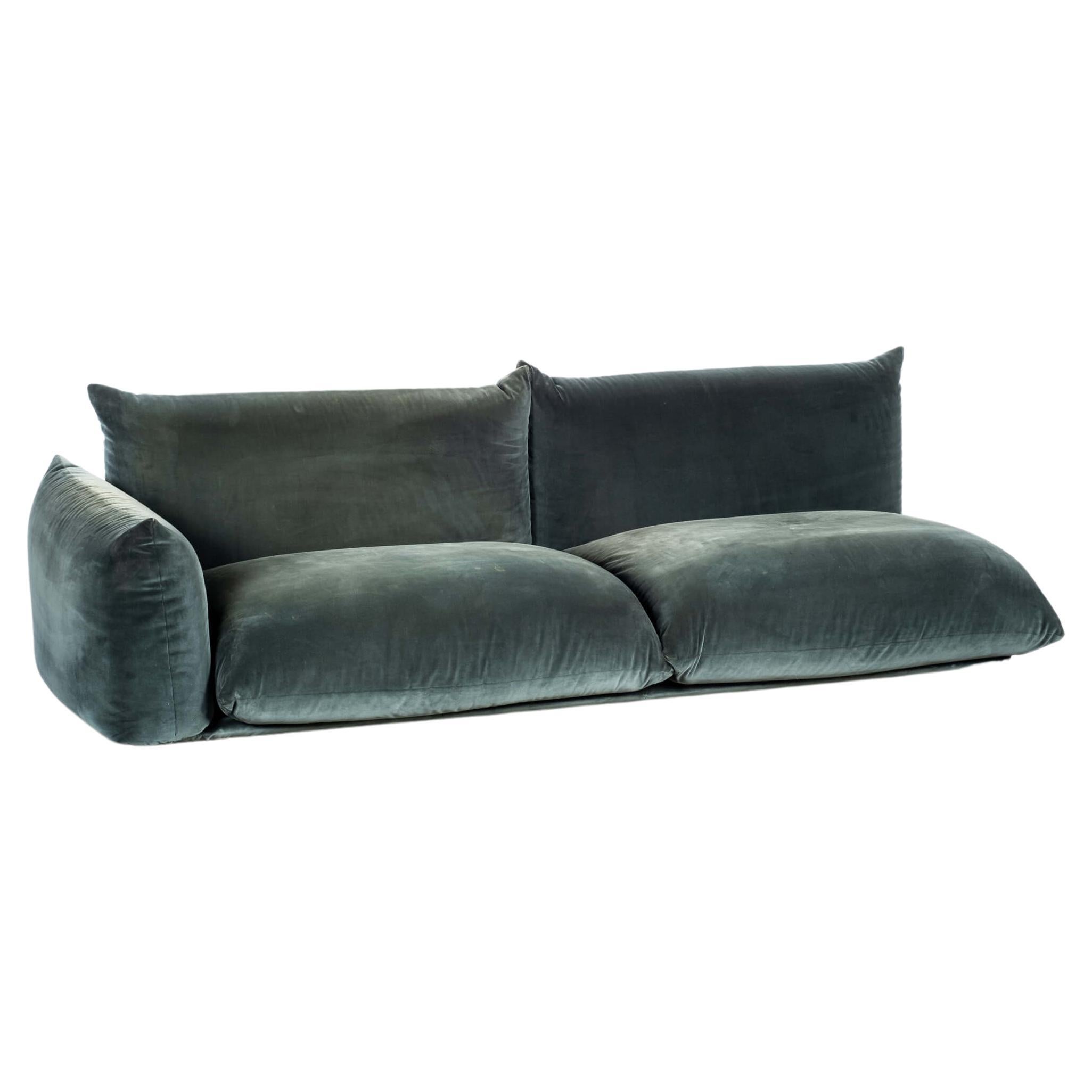 Marenco 1 Arm 2-Seater Sofa in Green Velvet by Mario Marenco For Sale