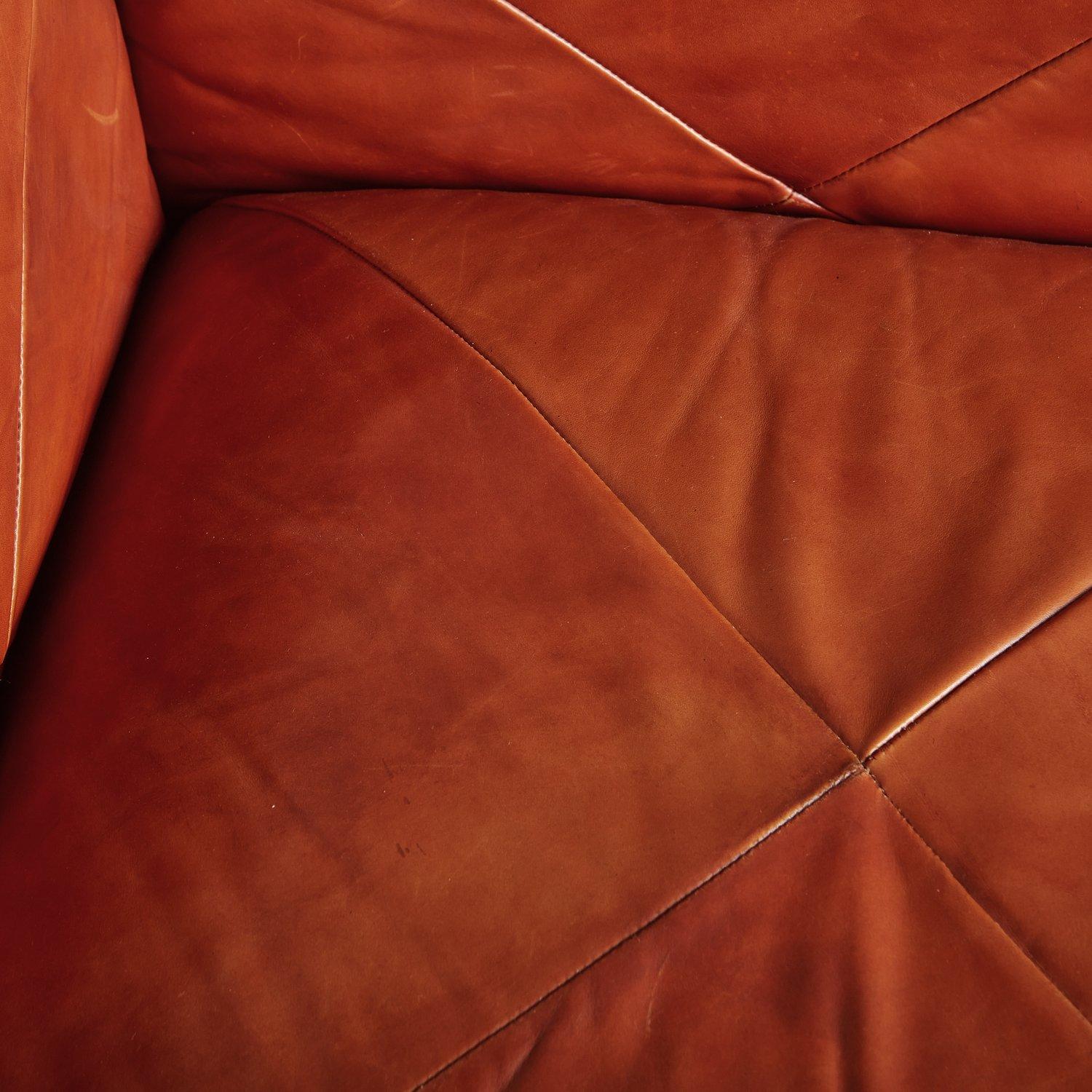 Marenco Sofa in Original Cognac Leather by Mario Marenco for Arflex, Italy 1970s For Sale 6