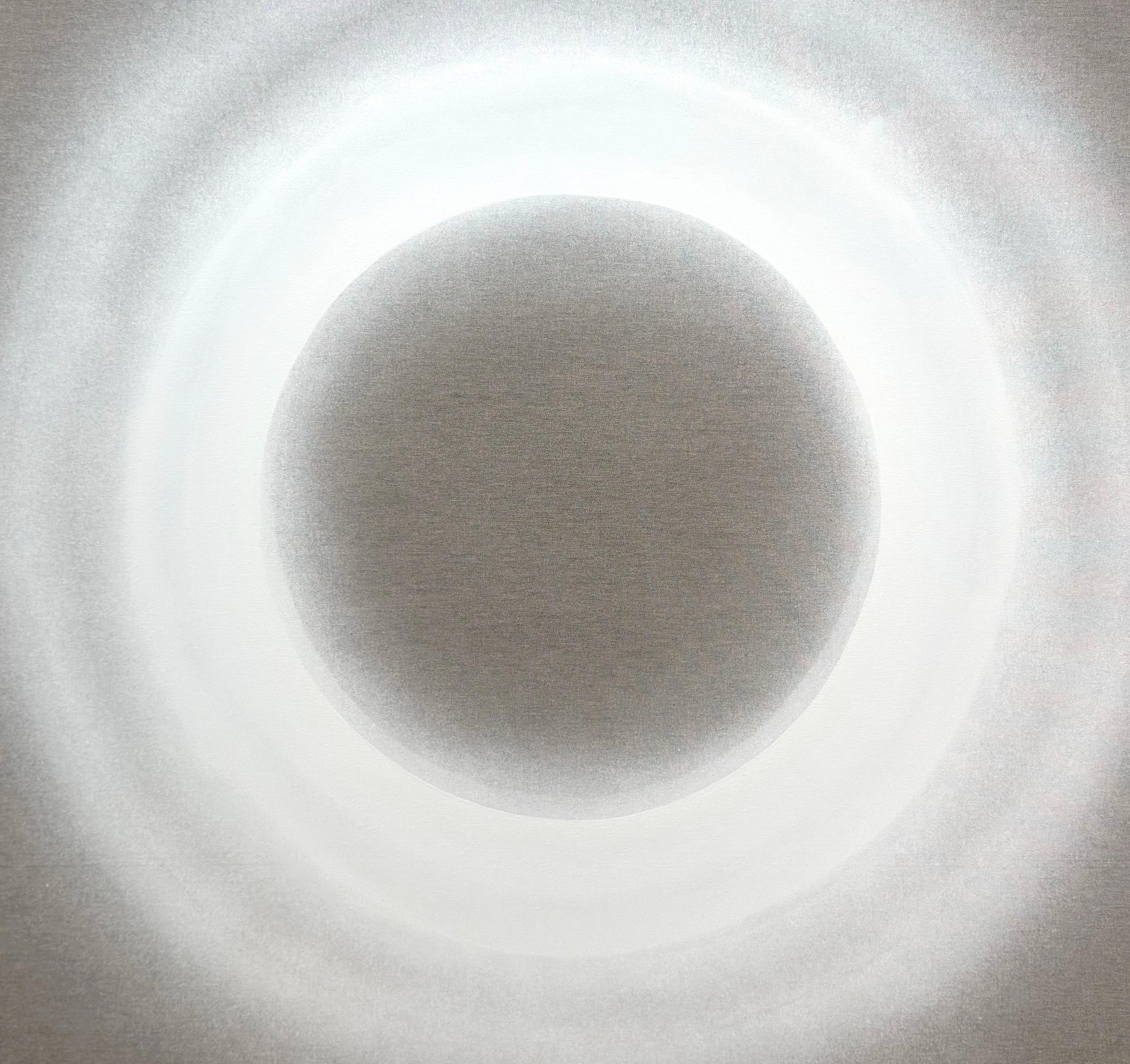 ABSTRACT Artwork White Circle Light Contemporay Artist Mareo Rodriguez Void 10 For Sale 2