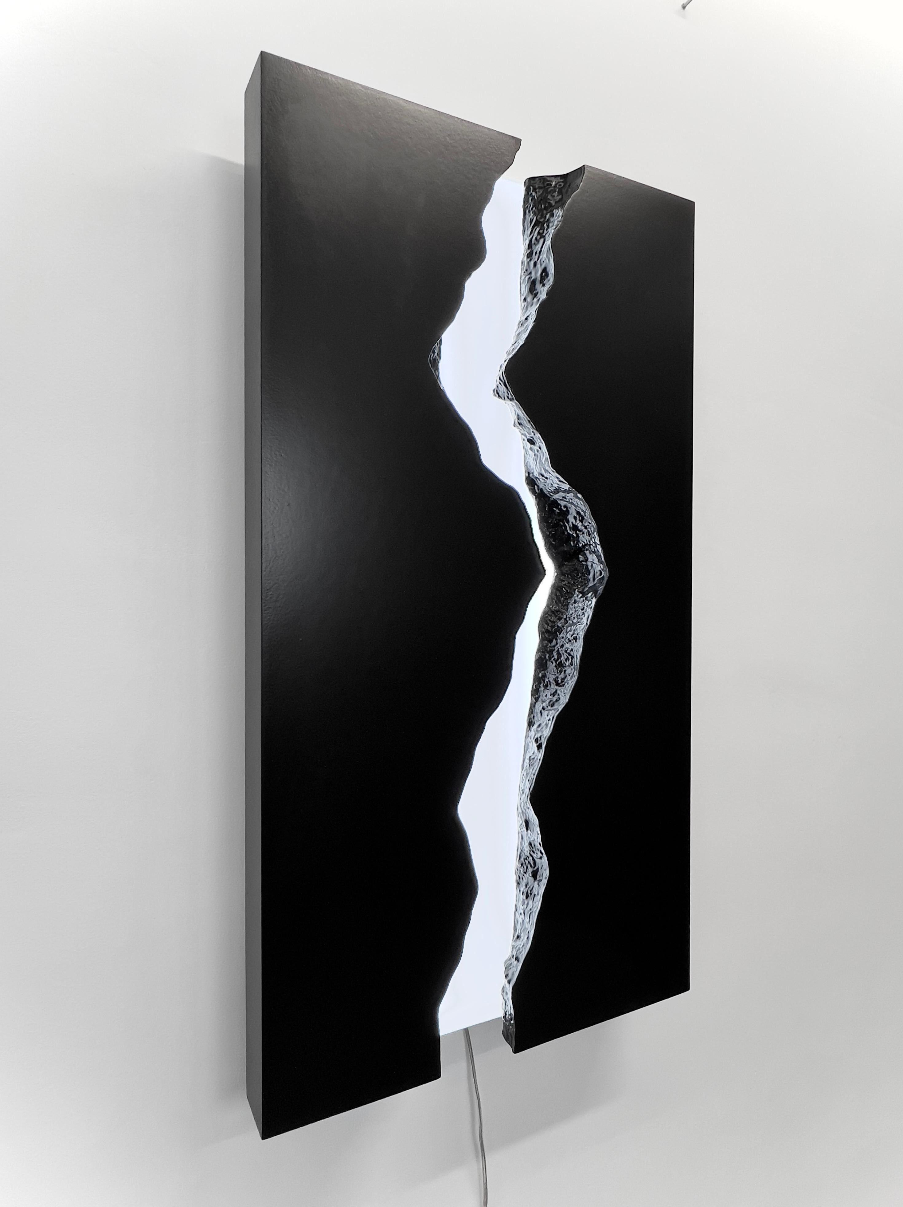 Sculpture abstraite Resine noire claire Ray Contemporay Artiste Mareo Rodriguez en vente 2