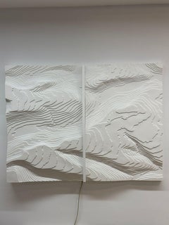 ESCULTURA DE PARED Abstracta Resina Negra LED Light Contemporay Mareo Rodriguez