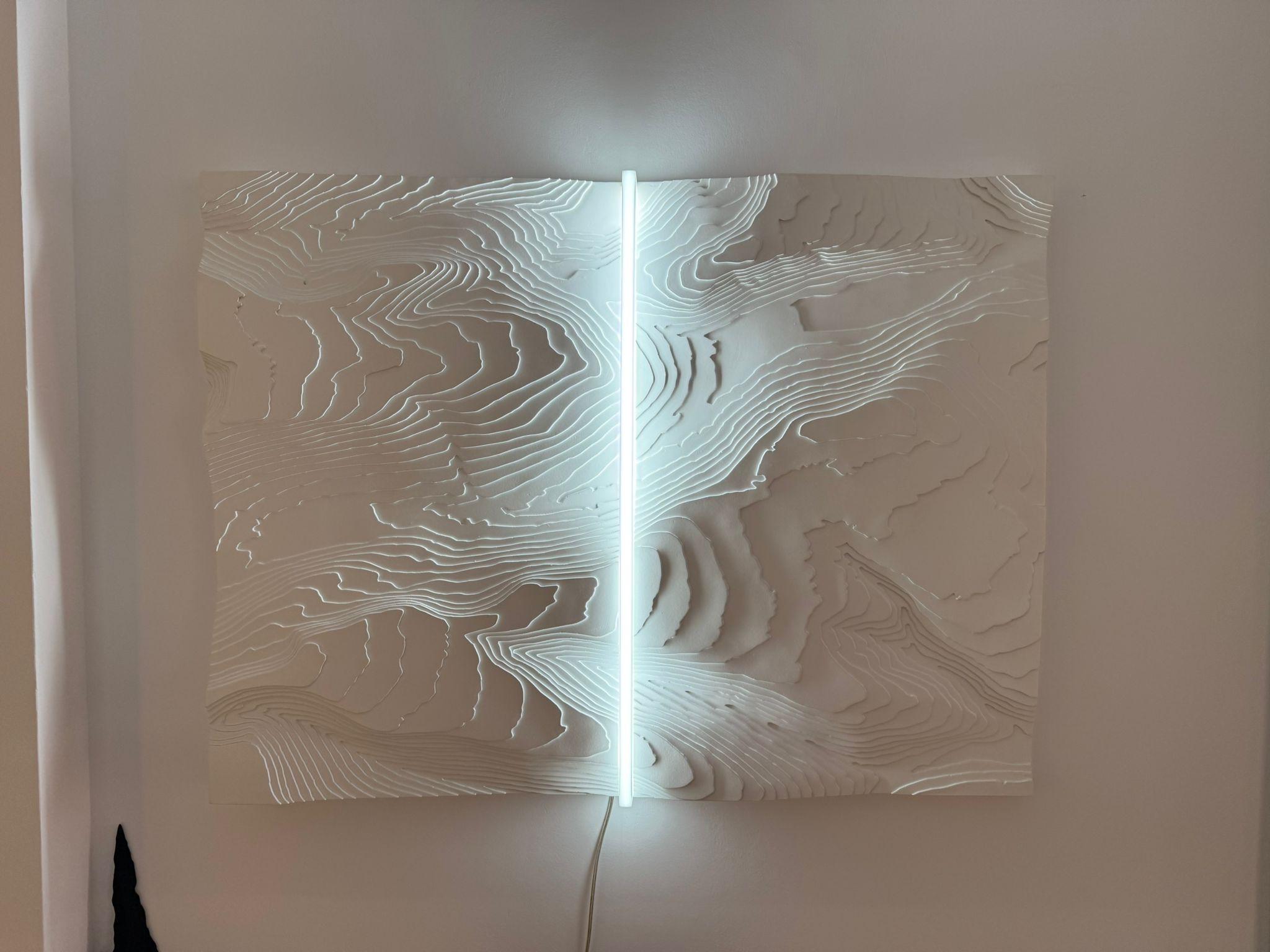 ESCULTURA DE PARED Abstracta Resina Negra LED Light Contemporay Mareo Rodriguez en venta 3