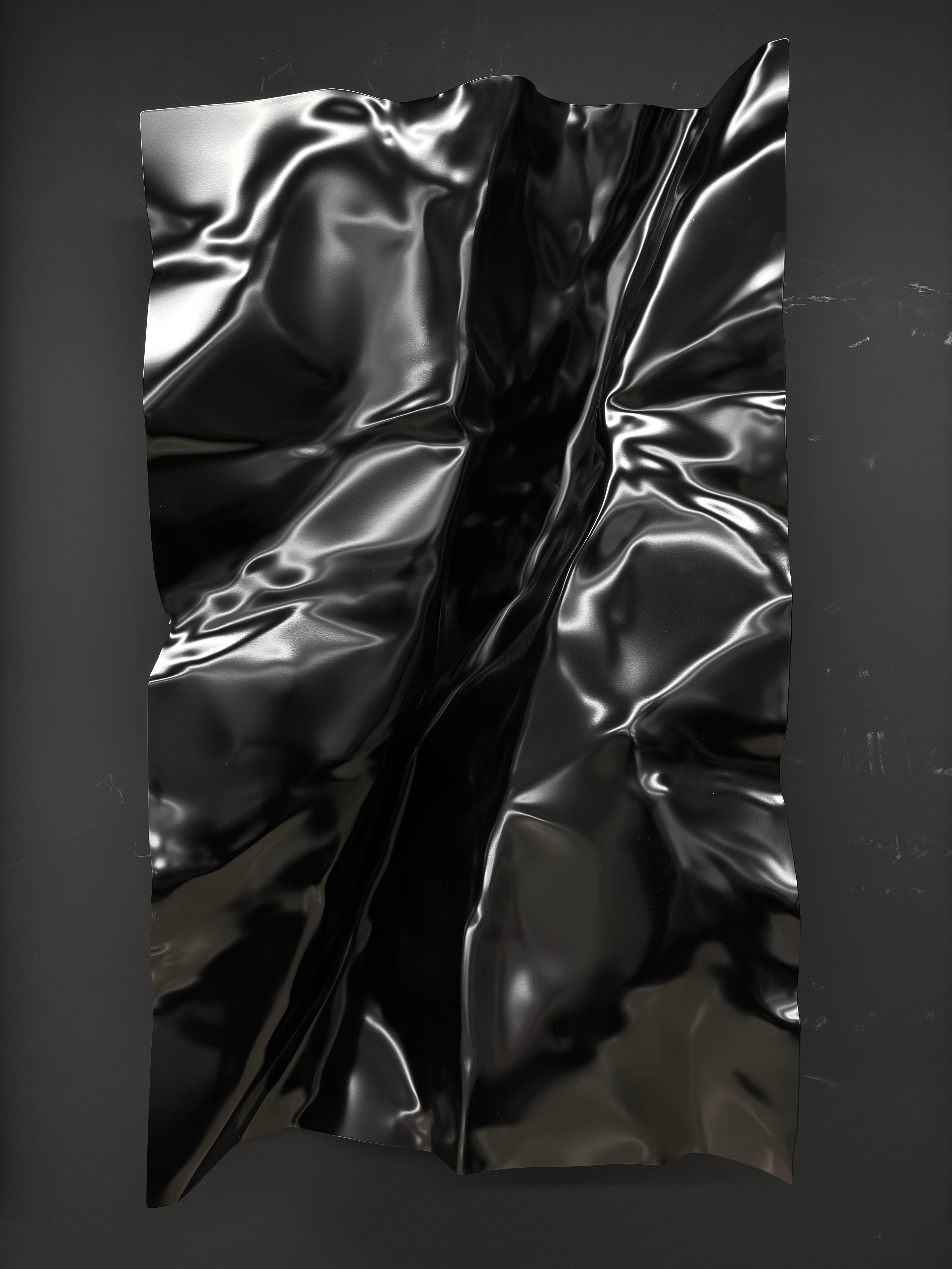Sculpture murale abstraite Resine noire Ray Contemporay de l'artiste Mareo Rodriguez