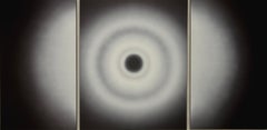 Contemporary Abstract Triptych Painting, Minimalist Black and White Composition