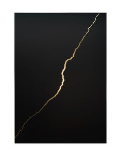 Mareo Contemporary Abstract 24k gold Leaf Painting, Minimalist Black Composition