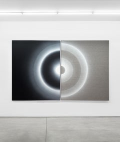 Mareo, dittico astratto contemporaneo, composizione minimalista in bianco e nero