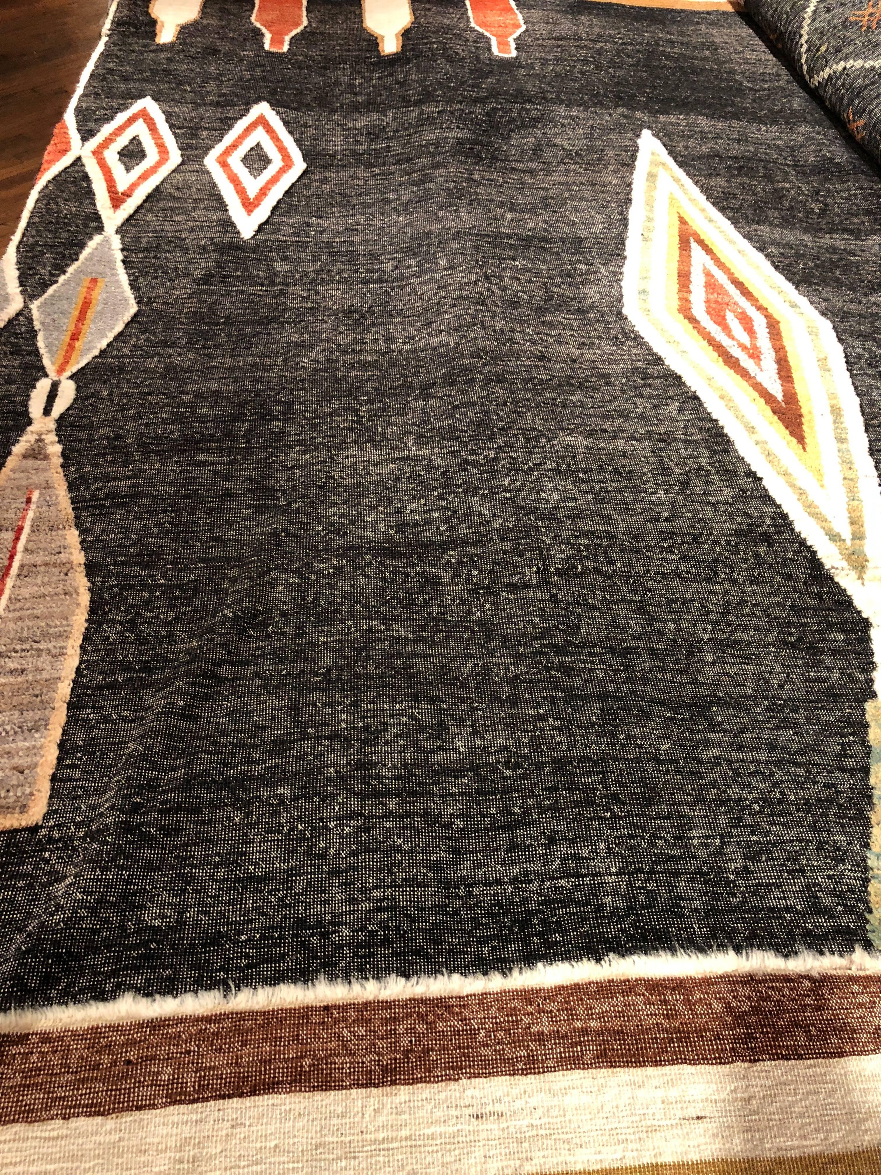 Marfa Black Hand-Knotted Rug In New Condition For Sale In Athens, GA