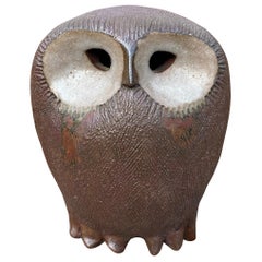 Marg Loring Sgraffito-Skulptur einer geätzten Keramik Eule, Marg Loring