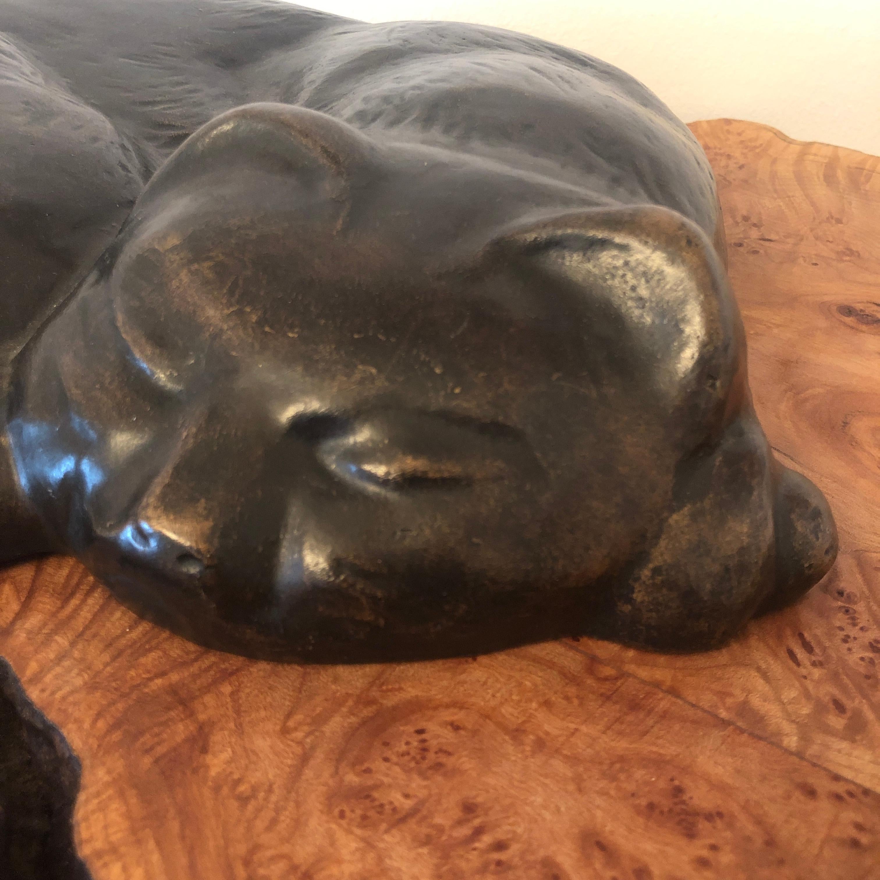Schlafende Katze (Sleeping Cat) - Bronze, Sculpture, Scholar of Henri Matisse - Gold Figurative Sculpture by Marg Moll
