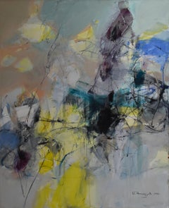 "Relief", abstrakt, blau, grau, gelb und viele Farben, einmalige Auflage