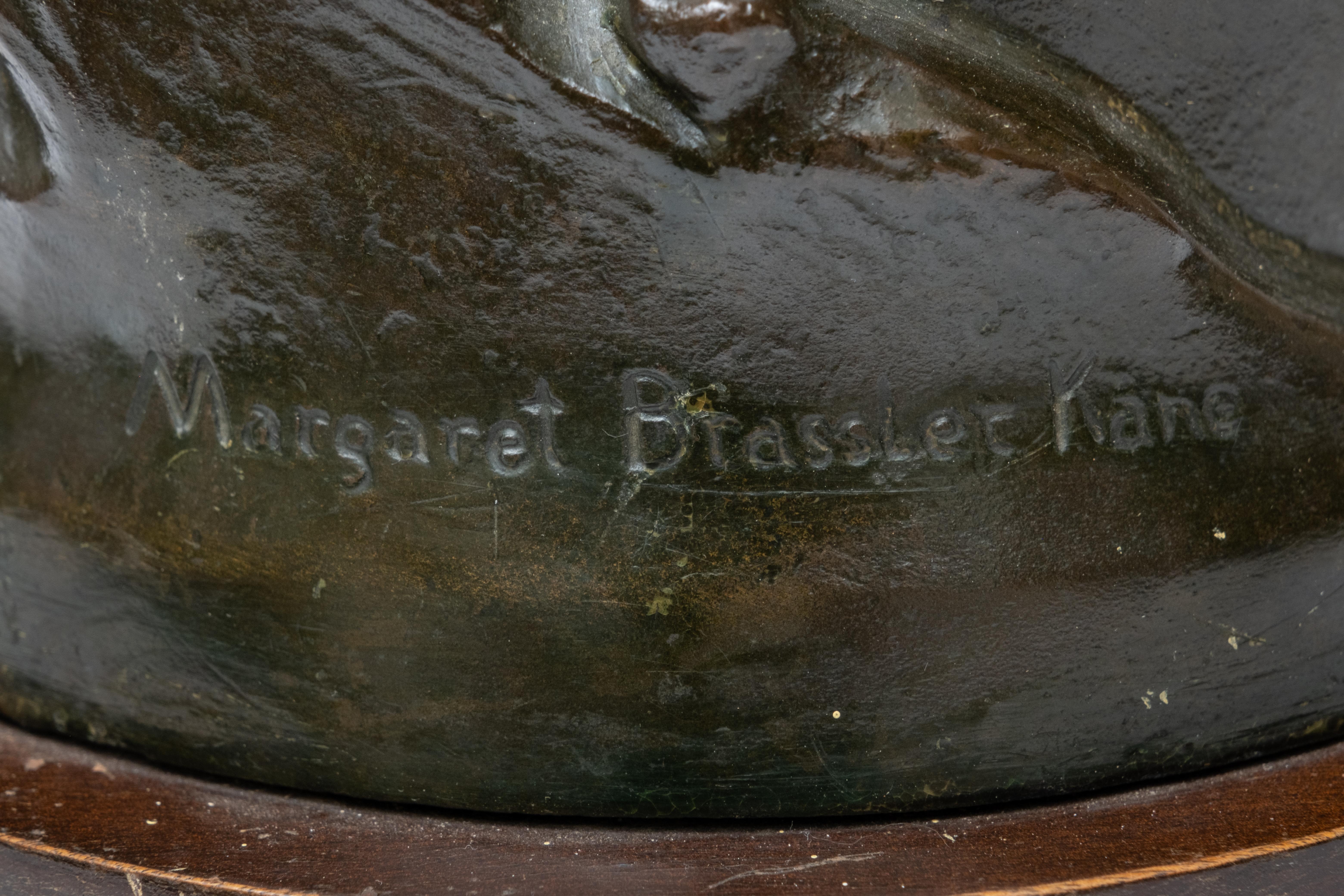 American Margaret Brassler Kane Signed Bronze Lamp Base For Sale