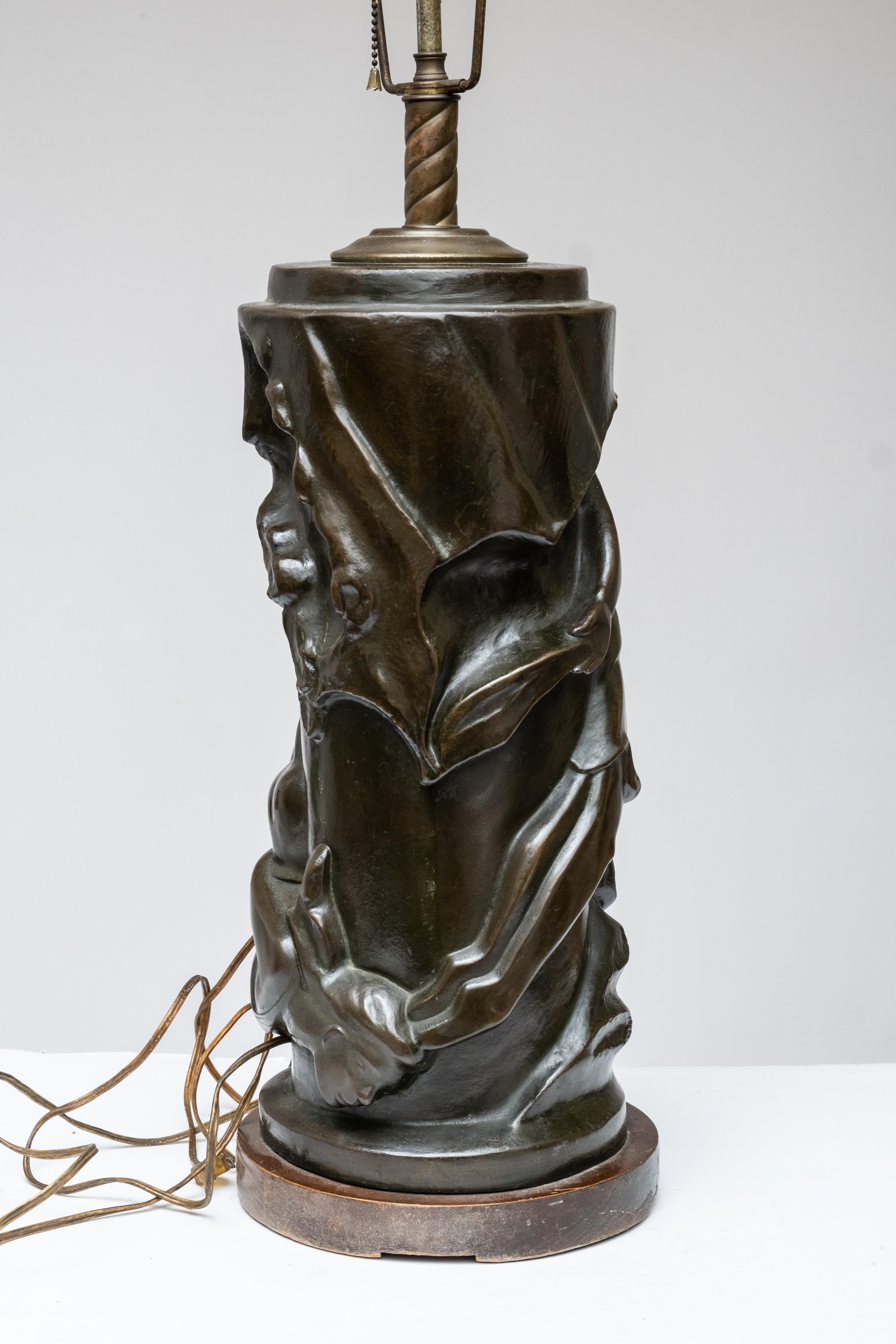Margaret Brassler Kane Signed Bronze Lamp Base For Sale 2