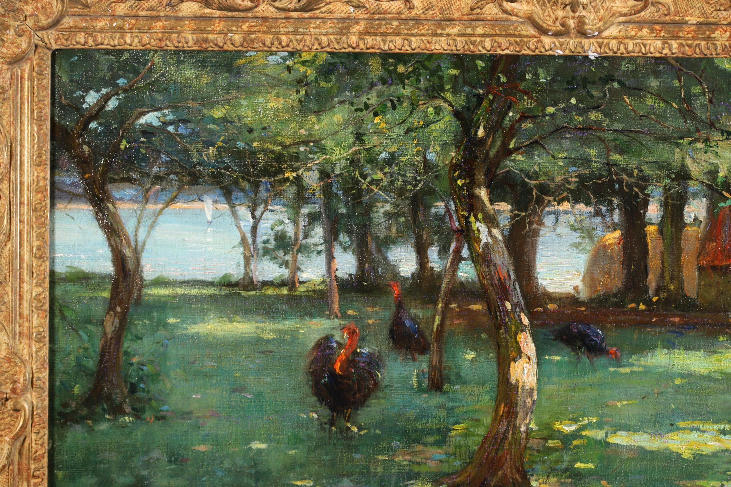 Dans le verger - Impressionistische Landschaft Ölgemälde von Margaret Campbell Macpherson  (Impressionismus), Painting, von Margaret Campbell MacPherson