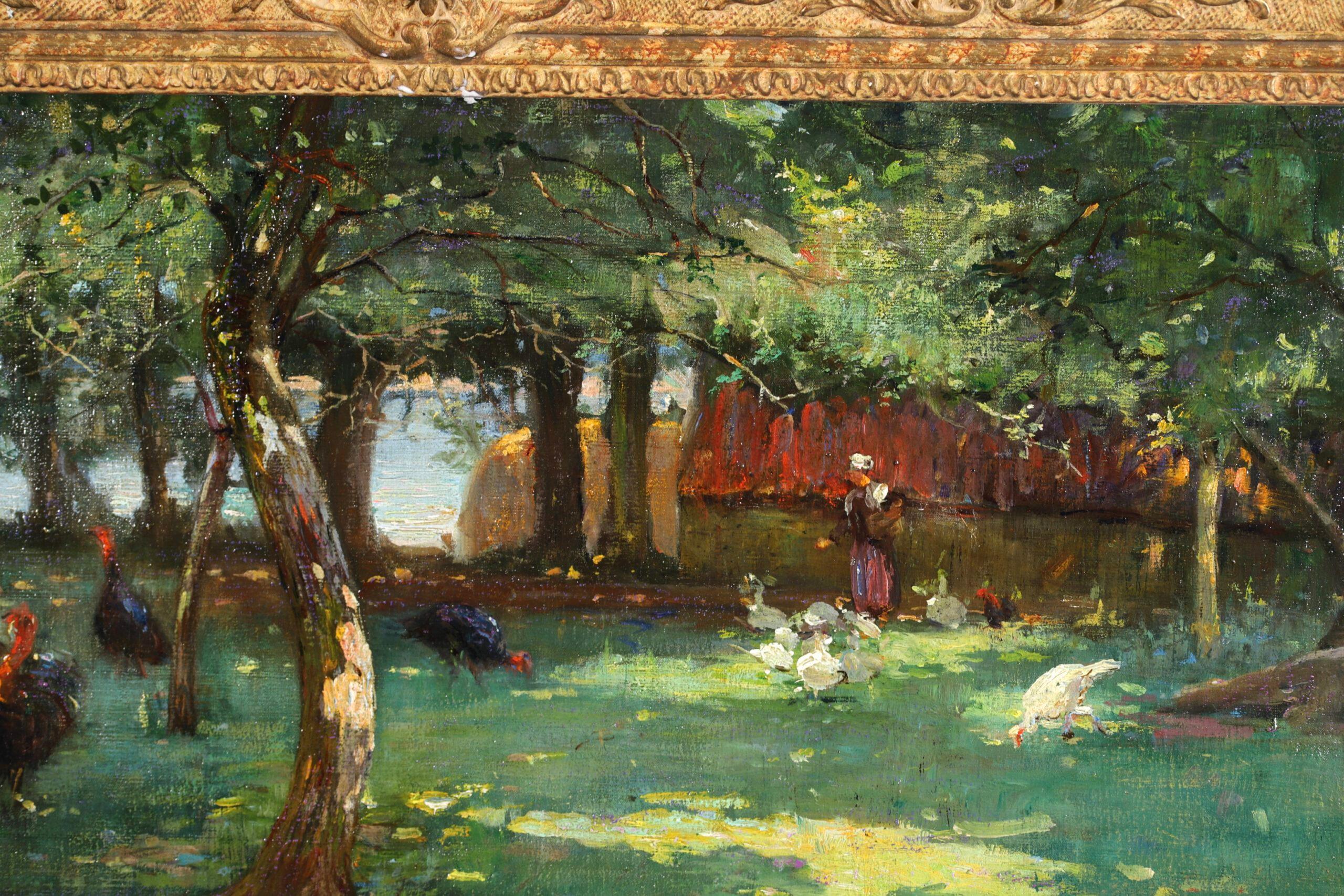 Dans le verger - Impressionistische Landschaft Ölgemälde von Margaret Campbell Macpherson  (Braun), Landscape Painting, von Margaret Campbell MacPherson