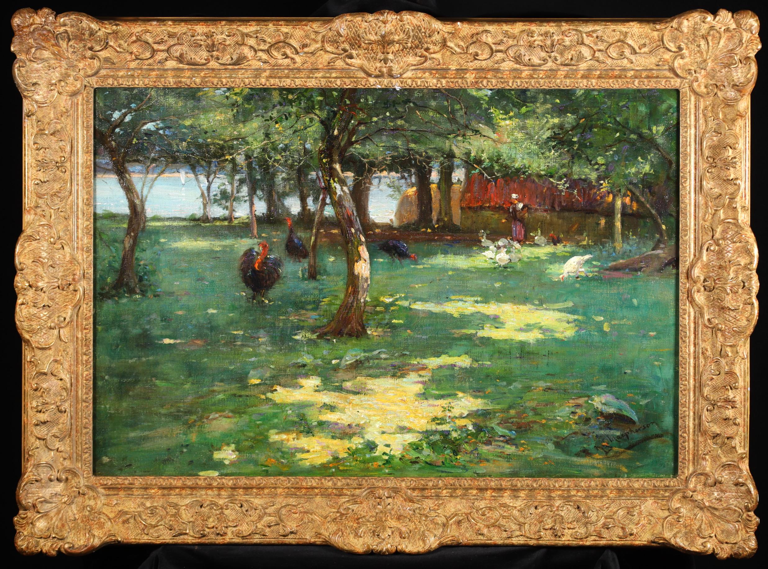 Margaret Campbell MacPherson Landscape Painting – Dans le verger - Impressionistische Landschaft Ölgemälde von Margaret Campbell Macpherson 