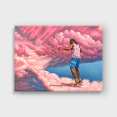 Une peinture figurative ecclésiastique à l'huile sur toile, Cloud 9 : Roll