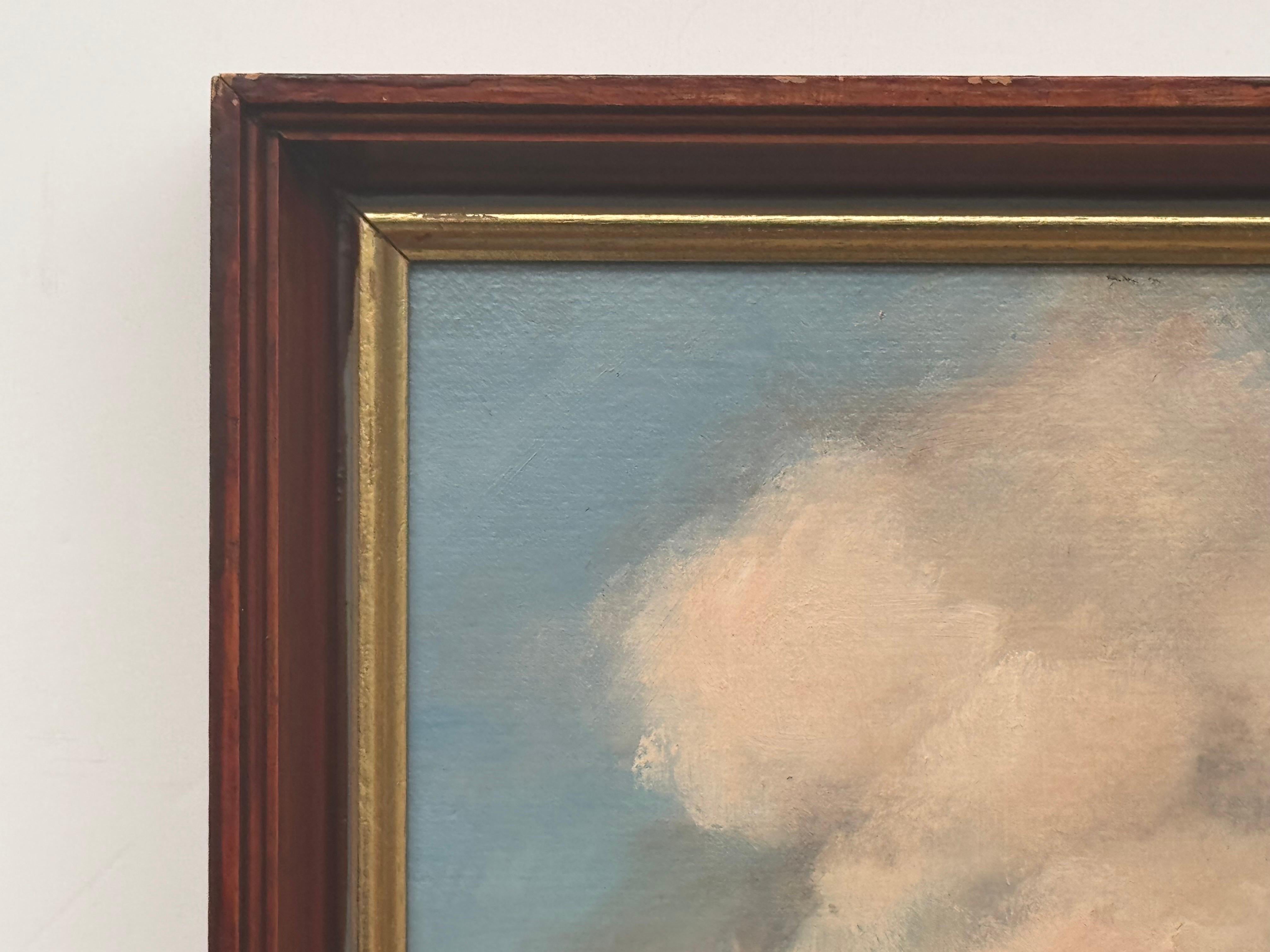 Barco de arrastre en la costa de Norfolk - Pintura al óleo de época de un artista británico 1