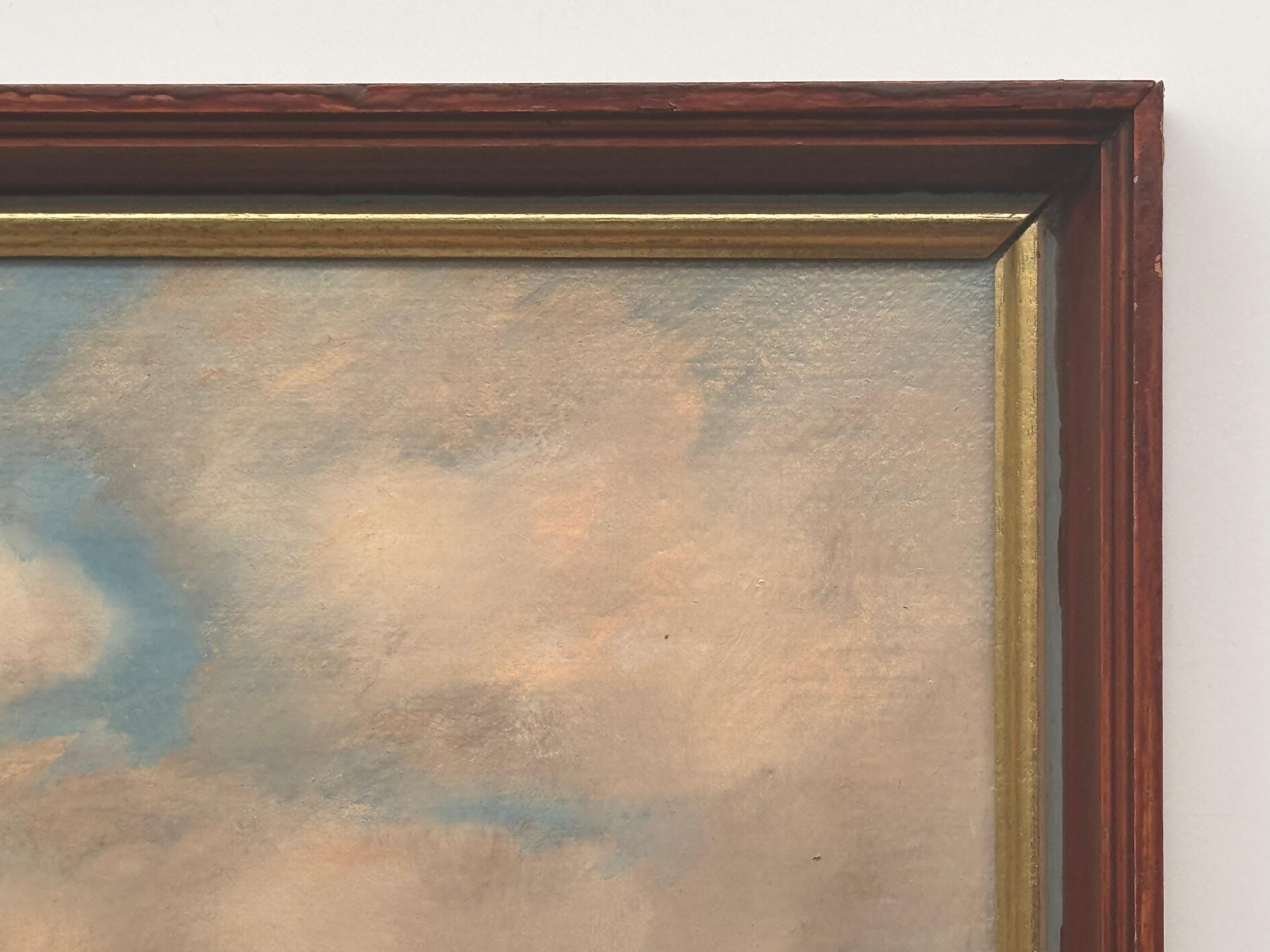Barco de arrastre en la costa de Norfolk - Pintura al óleo de época de un artista británico 2