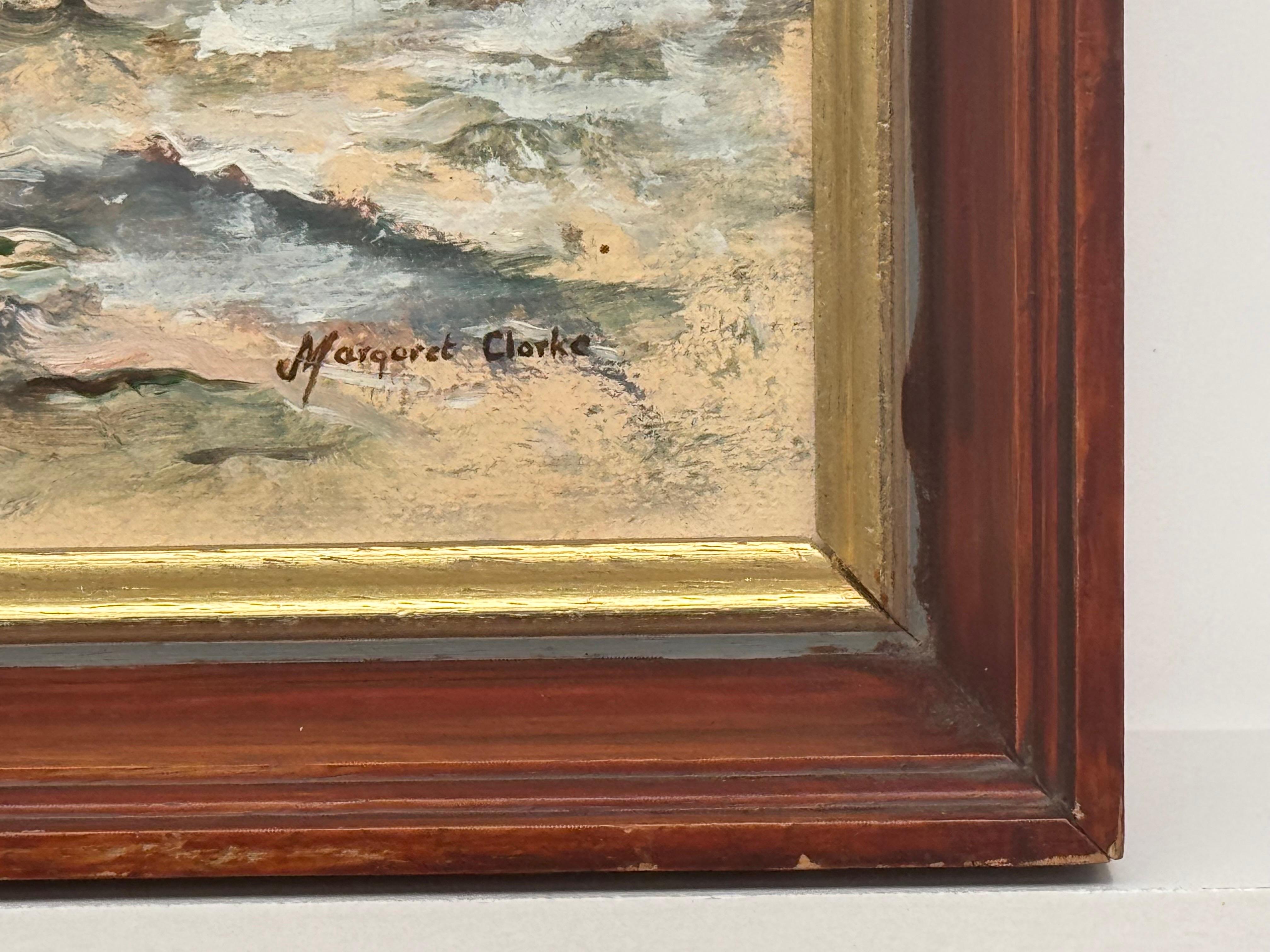 Barco de arrastre en la costa de Norfolk - Pintura al óleo de época de un artista británico 3
