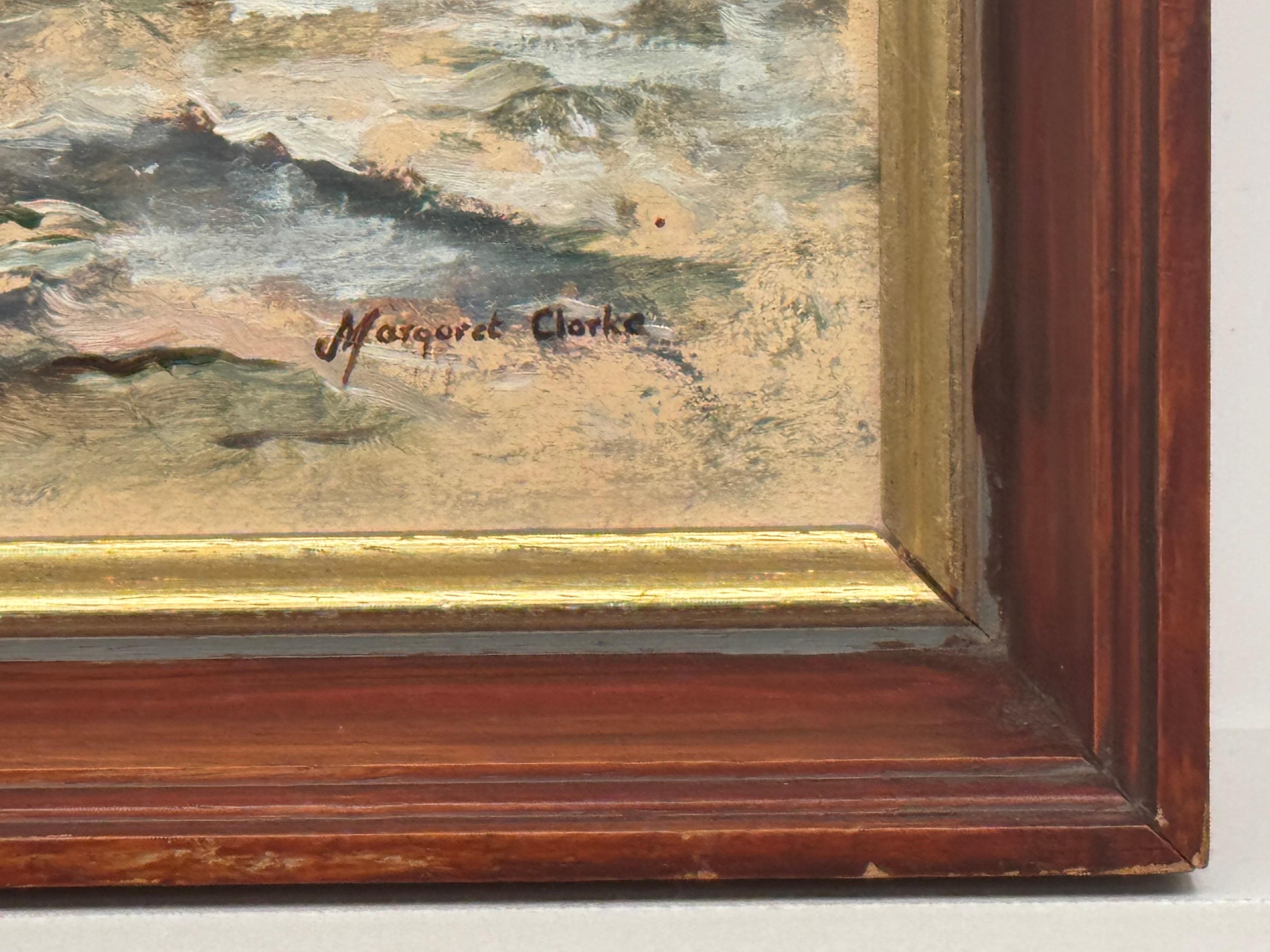 Barco de arrastre en la costa de Norfolk - Pintura al óleo de época de un artista británico 4