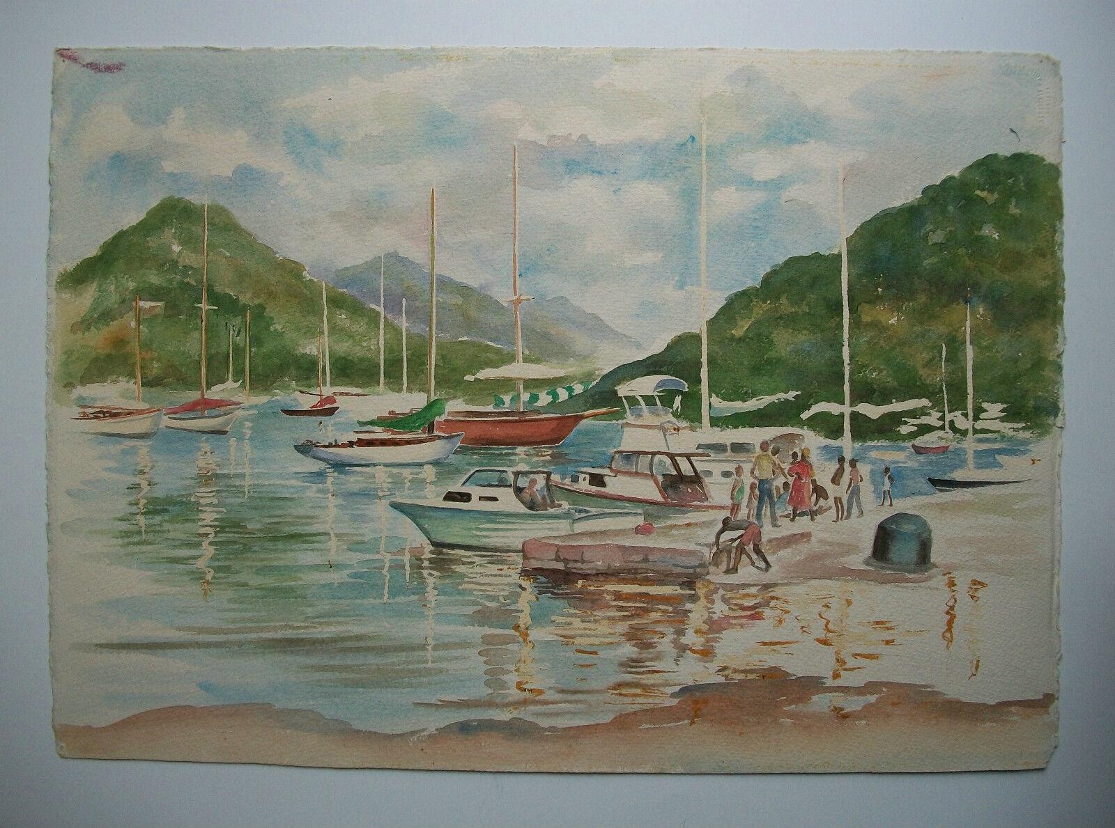 MARGARET COCHRANE - 'Mill Houses on the Moselle River - France' - double sided watercolor painting on Arches paper - signed lower right - unframed - harbor view with boats verso - circa 1980's

Excellent vintage condition - no loss - no restoration