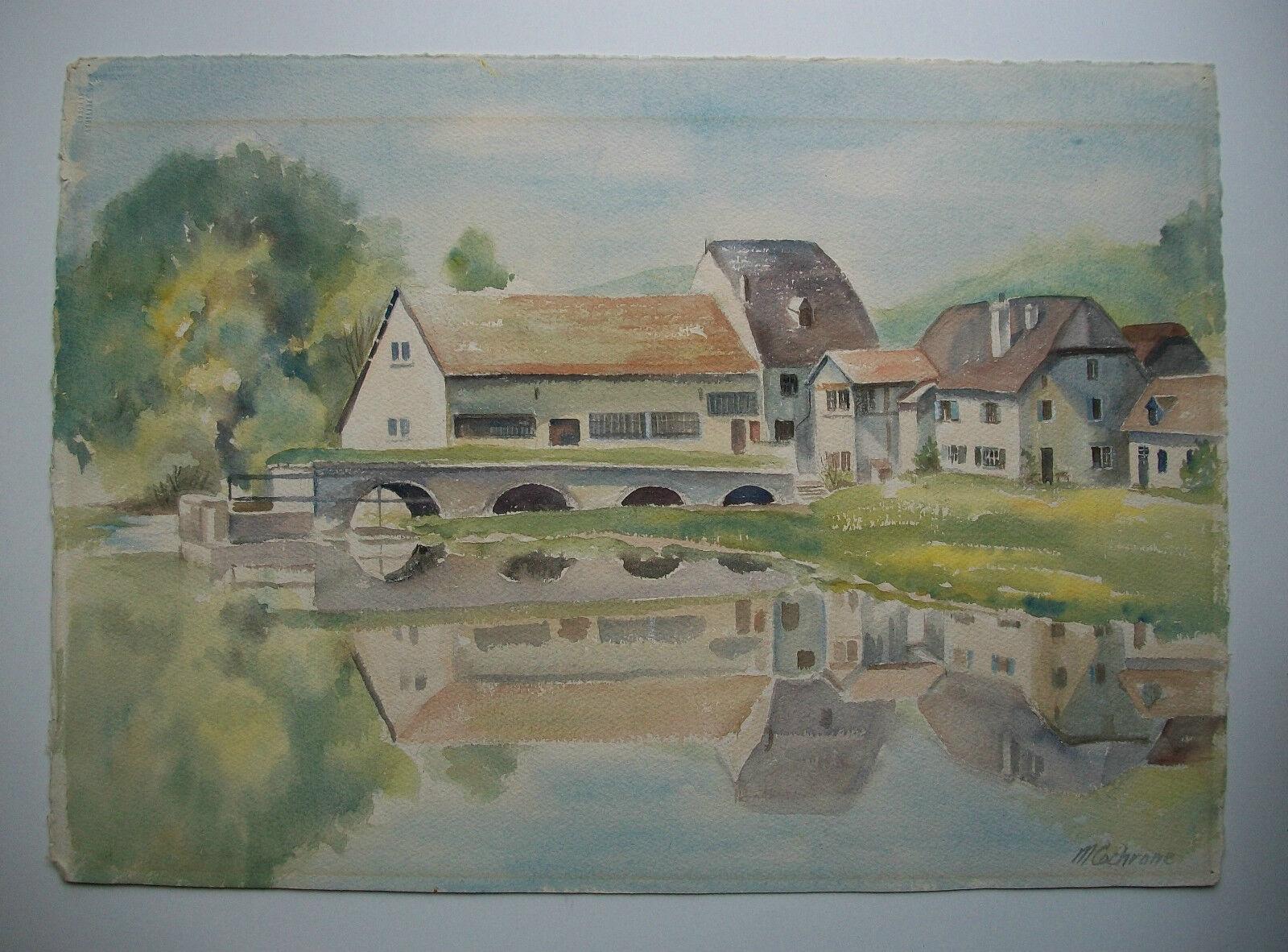 MARGARET COCHRANE - Double Sided French Scene Watercolor Painting - 20th Century For Sale 1